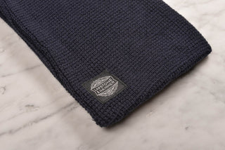 WAFFLE KNIT SCARF - NAVY