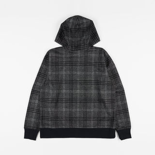 WOOL SIGNATURE HOODIE - BLACK PLAID