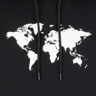 COMPOUND X SAVE THE DUCK "7 CONTINENTS" HOODIE - BLACK / WHITE