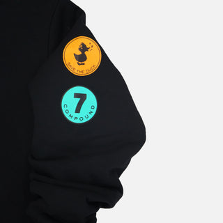 COMPOUND X SAVE THE DUCK "7 CONTINENTS" HOODIE - BLACK / WHITE